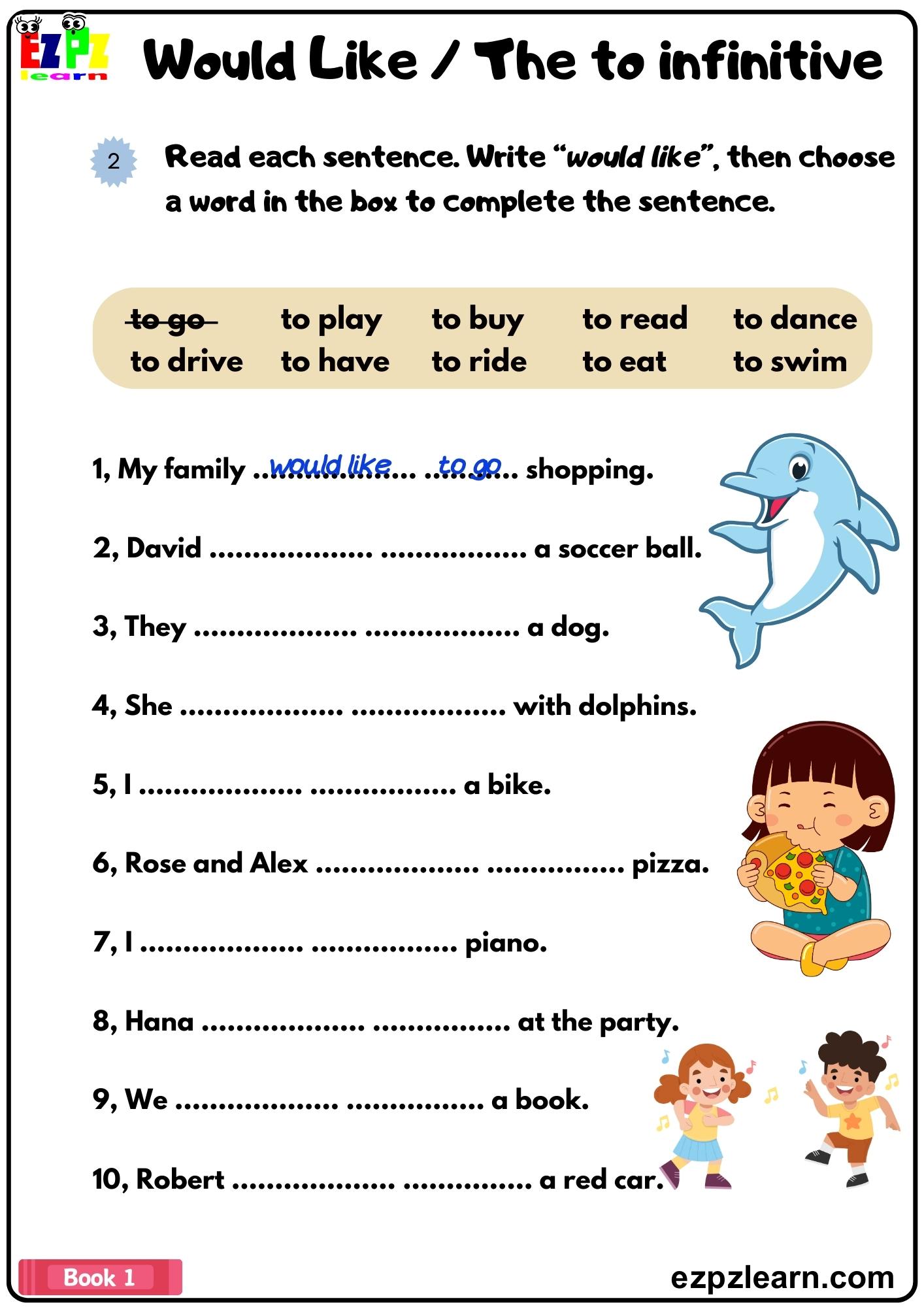 Would Like To Infinitive Complete the Sentences with the Correct Infinitive Grammar Activity Bk1 Free pdf